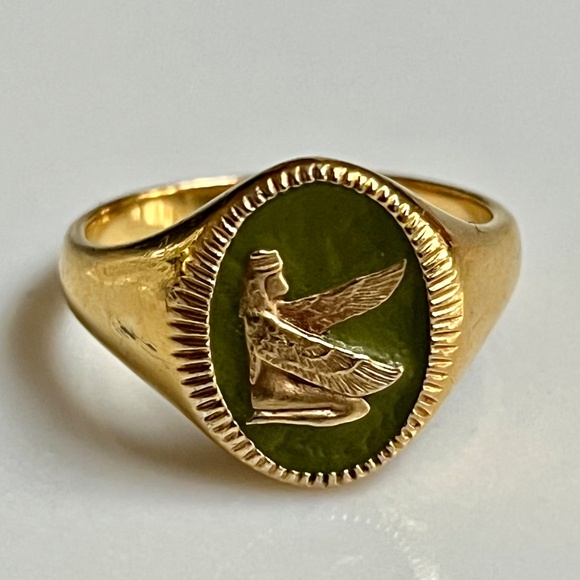 Miansai Men's Ring - Ma'at Gold Vermeil and Sage Enamel  Size 10  MSRP $185 - Picture 5 of 10